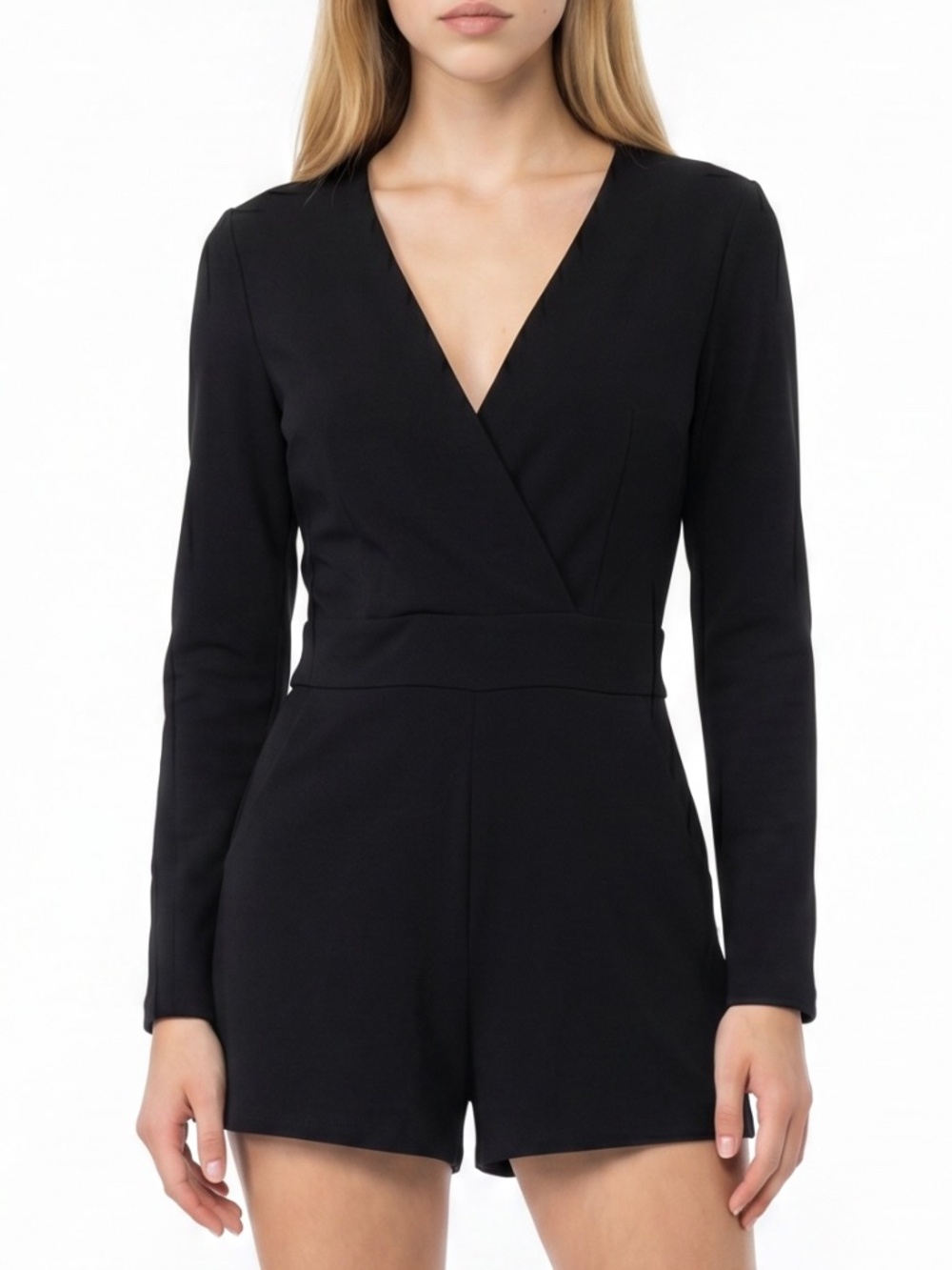 NWT🤩 |•SILENCE + NOISE•| Black Romper Stretch Long Sleeve Pockets Size L